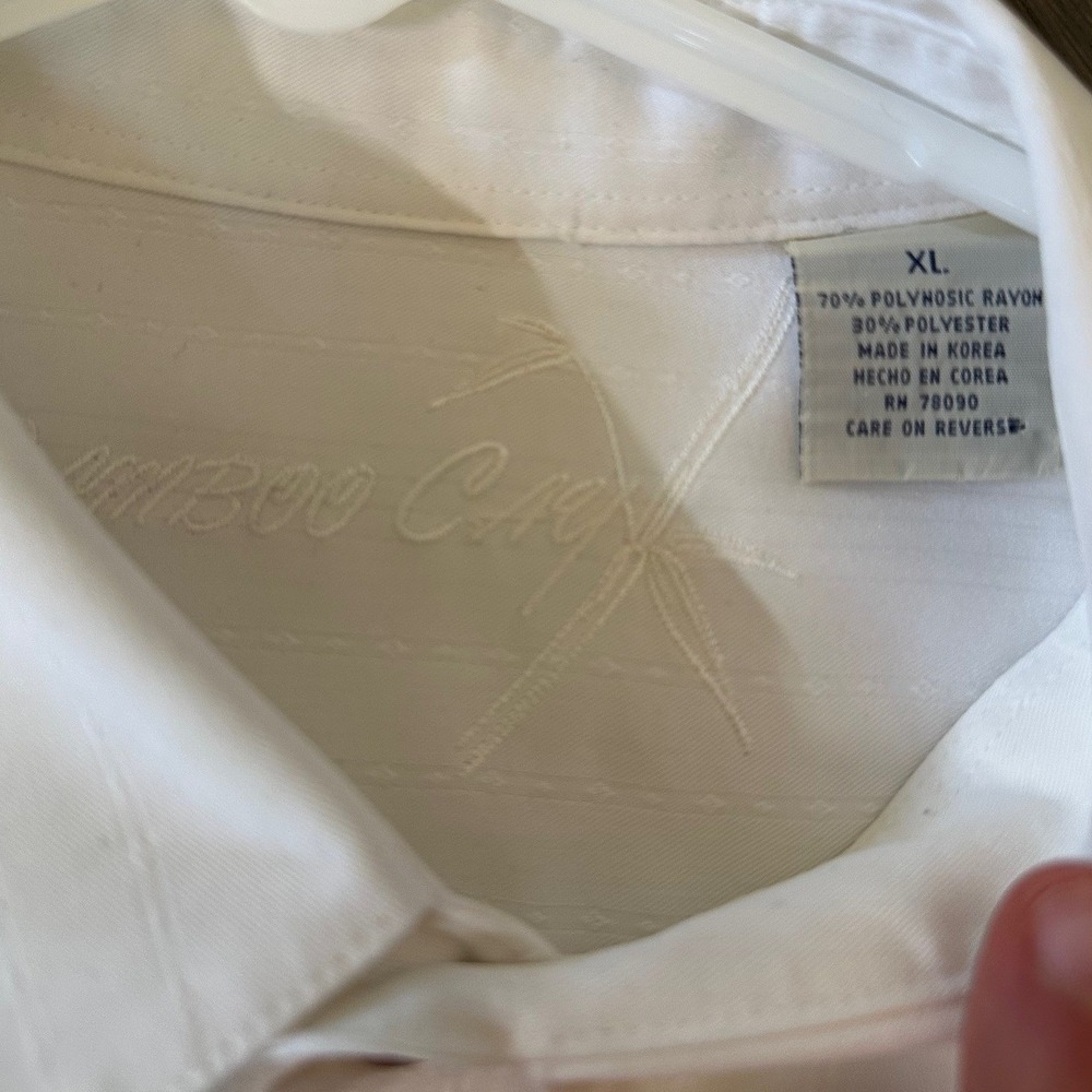 Bamboo Cay White Palm Tree Embroidered Short Sleeve Button Up Shirt Mens XL - Picture 3 of 3